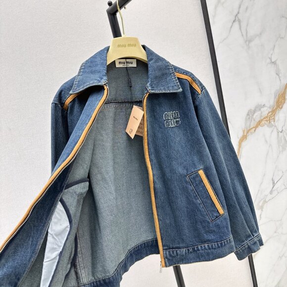 Miu Miu Women's Denim and Leather Blouson Jacket Set - Picture 6 of 11